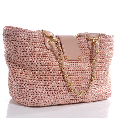 Chanel Straw Raffia Tote Pink 3 of 8