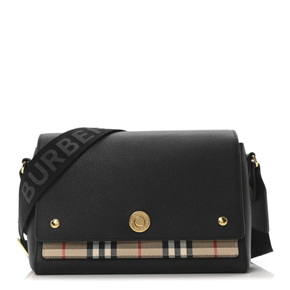 Burberry Grainy Calfskin Vintage Check Note Crossbody Bag Black 1 of 9