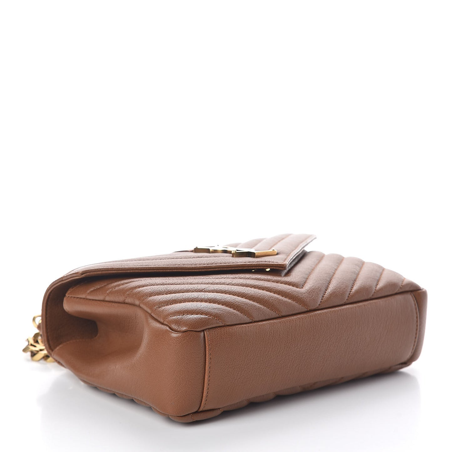 Calfskin Matelasse Chevron Monogram Medium College Bag Brick