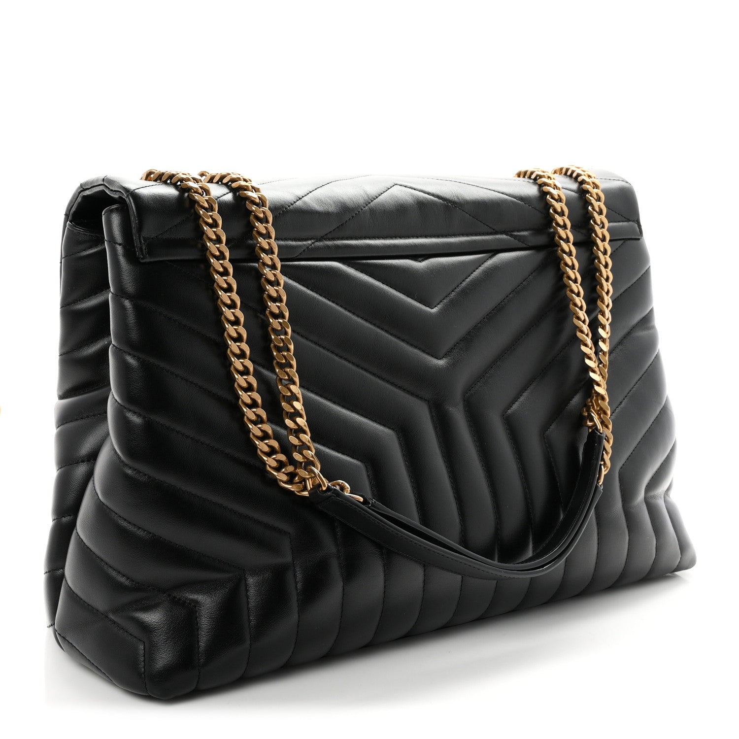 Saint Laurent Calfskin Y Quilted Monogram Large Loulou Chain Satchel Black 3 of 10