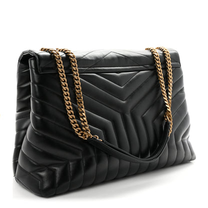 Saint Laurent Calfskin Y Quilted Monogram Large Loulou Chain Satchel Black 3 of 10