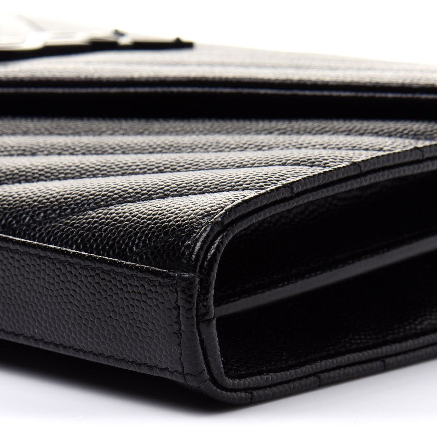 Grain De Poudre Matelasse Chevron Monogram Chain Wallet Black
