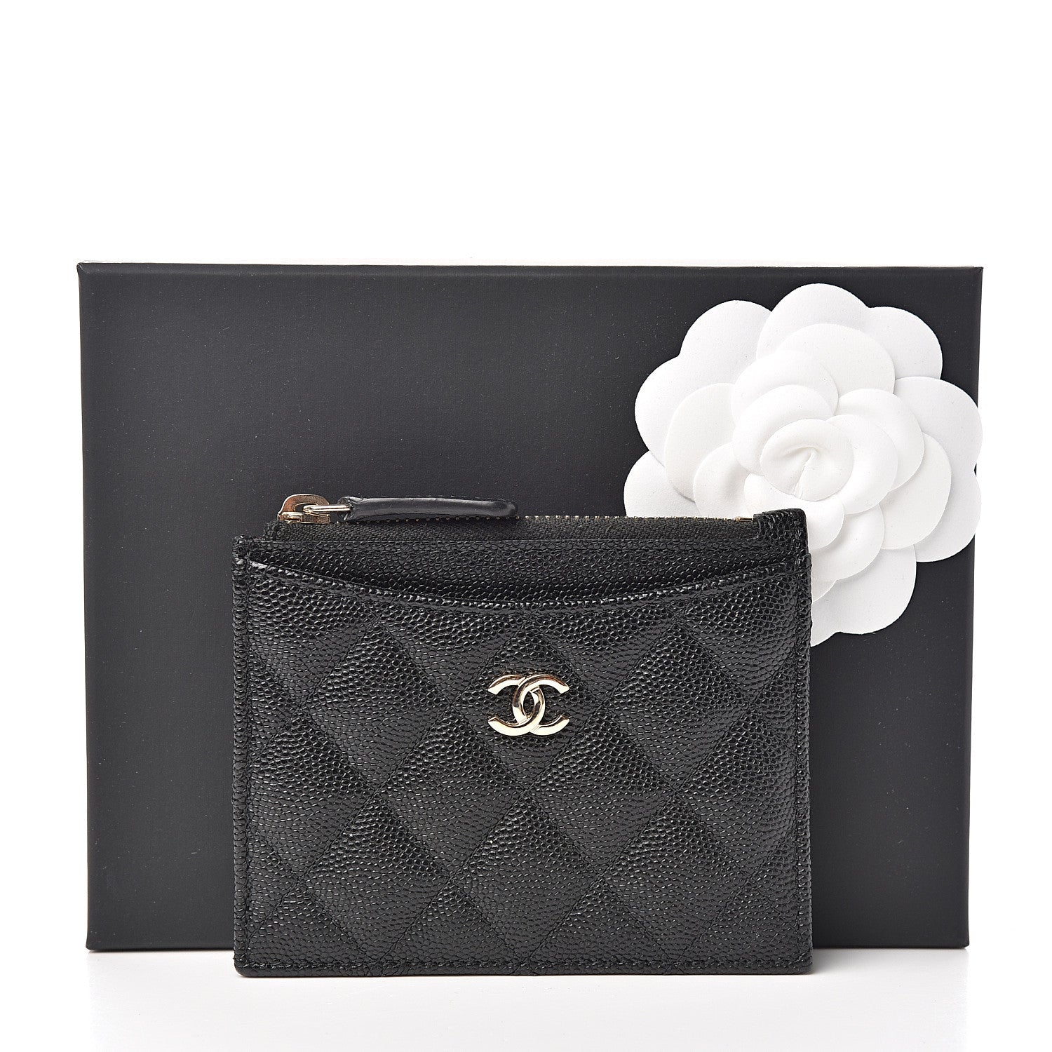 Chanel Caviar Quilted CC Zip Card Holder Black 7 of 7