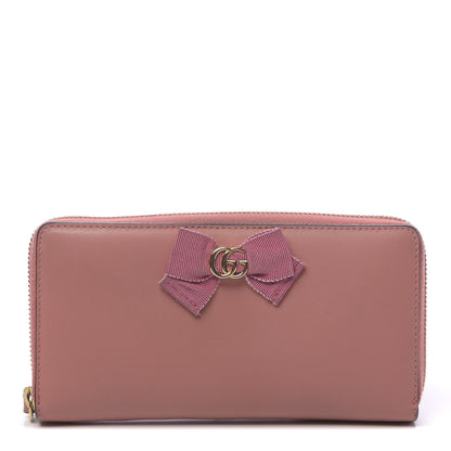 Gucci Lambskin GG Bow Zip Around Wallet Light Pink 1 of 11