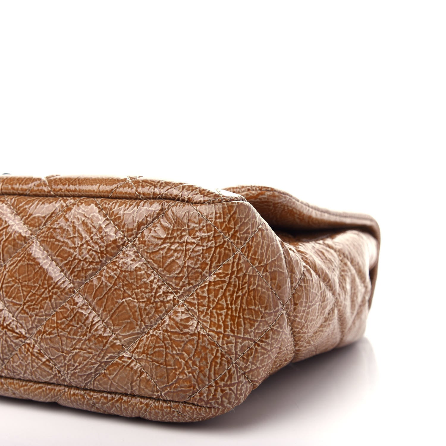 Chanel Crinkled Patent Quilted Jumbo Single Flap Beige 9 of 10