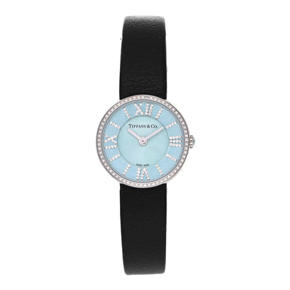 Tiffany Stainless Steel Calfskin Diamond Bezel 24mm Atlas 2-Hand Quartz Watch Tiffany Blue 1 of 5