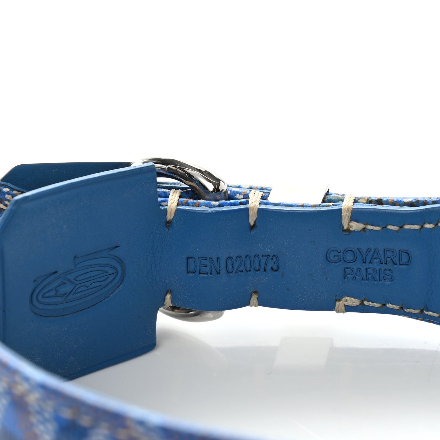 Goyardine Dog Collar Sky Blue