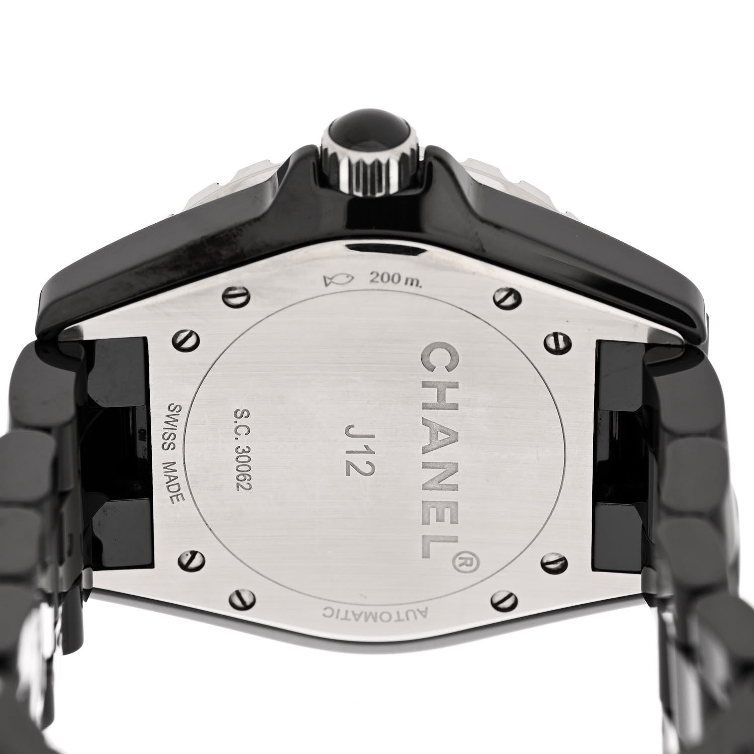Chanel Stainless Steel Ceramic Diamond 38mm J12 Automatic Watch Black 4 of 4