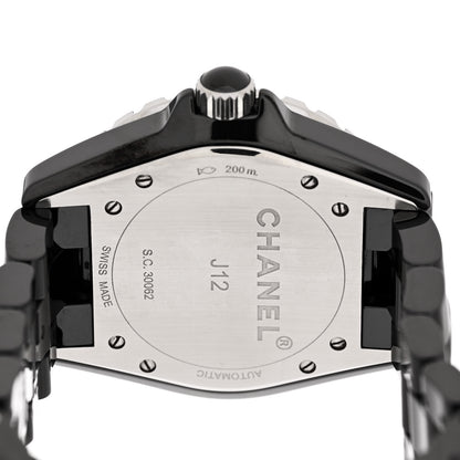 Chanel Stainless Steel Ceramic Diamond 38mm J12 Automatic Watch Black 4 of 4