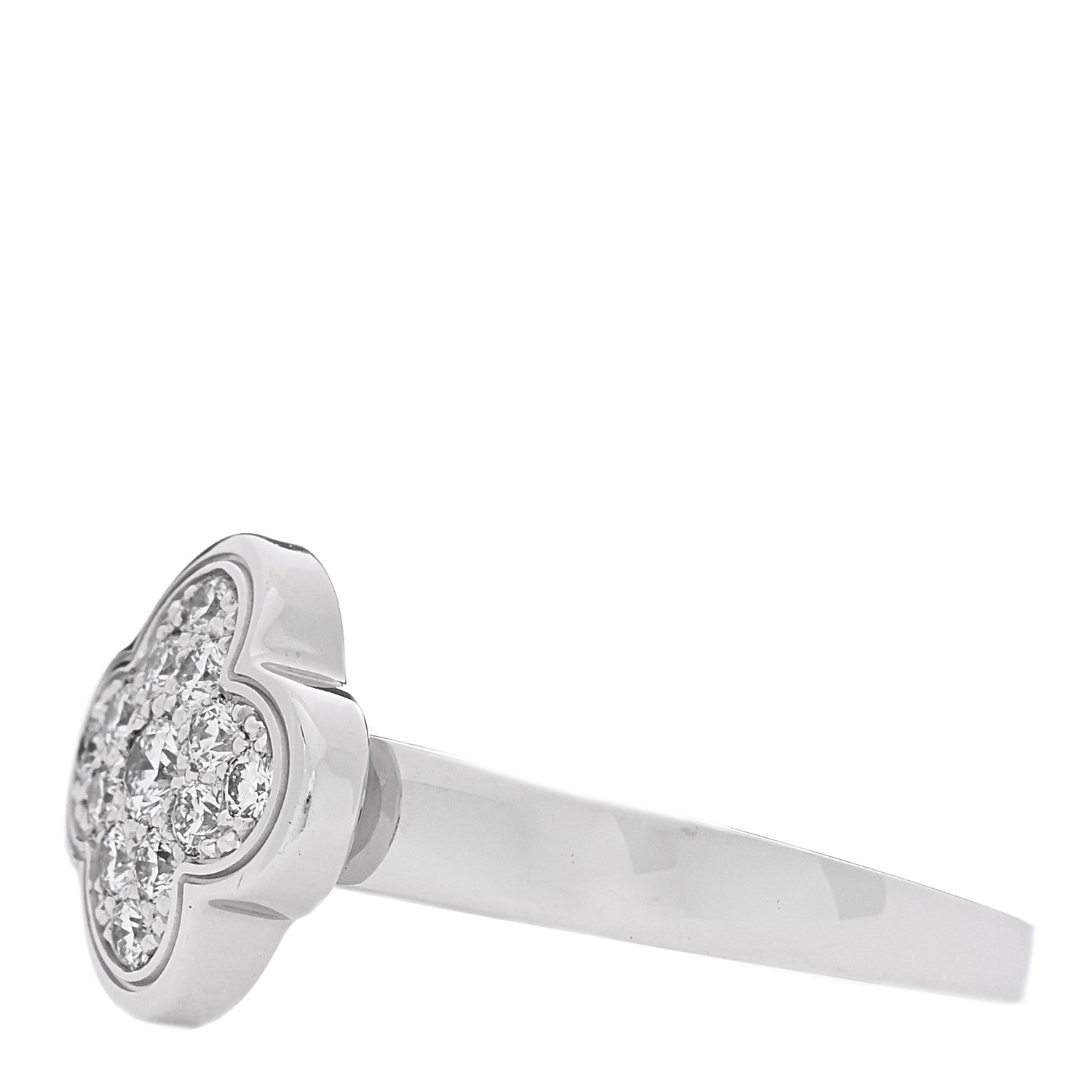 Van Cleef & Arpels 18K White Gold Diamond Pure Alhambra Ring  51 5.75 3 of 4