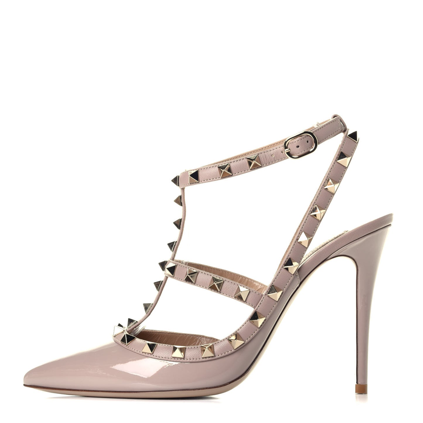 Patent Rockstud Ankle Strap Pumps 40 Poudre