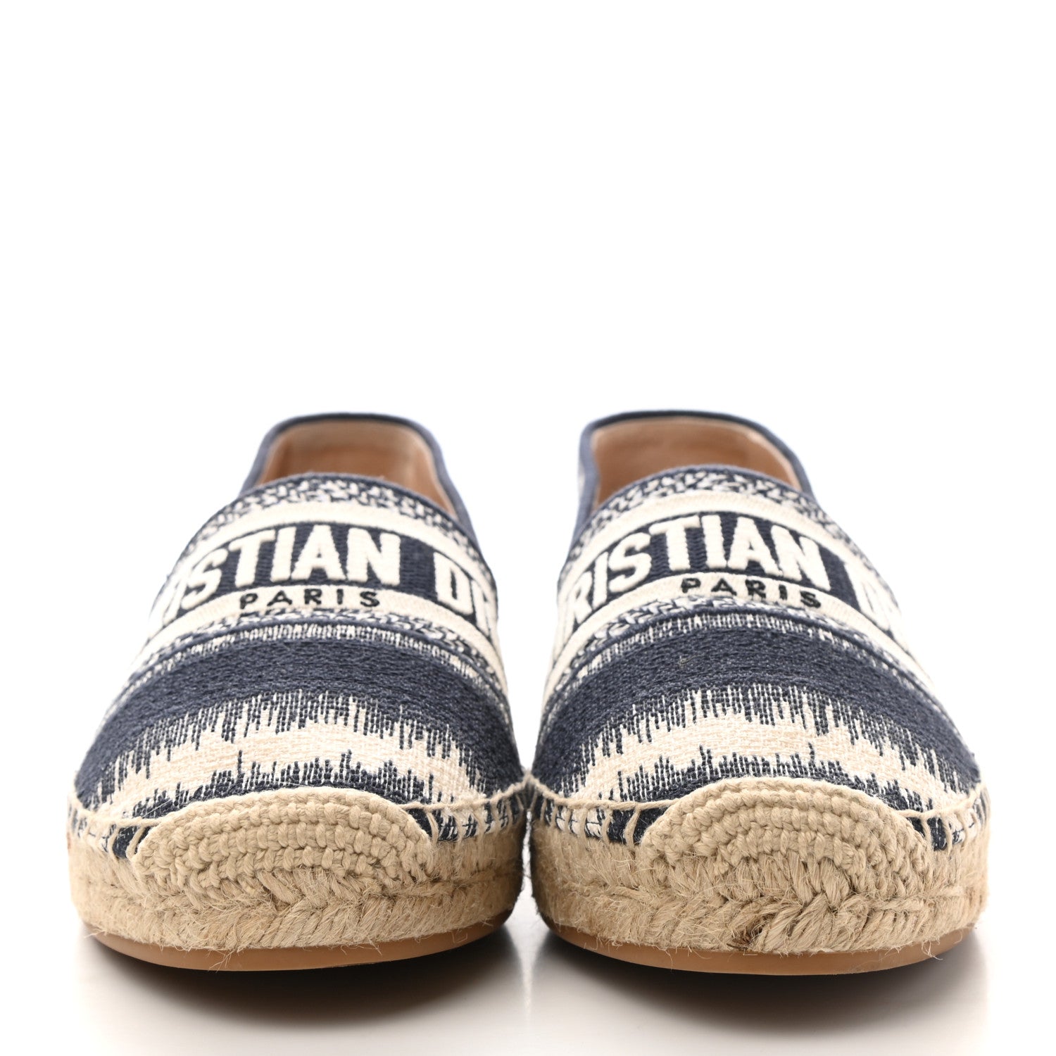 Christian Dior Cotton D-Stripes Embroidered Granville 15mm Espadrilles 36.5 Deep Blue 2 of 9