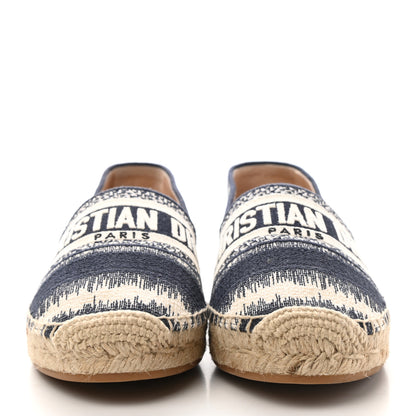 Christian Dior Cotton D-Stripes Embroidered Granville 15mm Espadrilles 36.5 Deep Blue 2 of 9