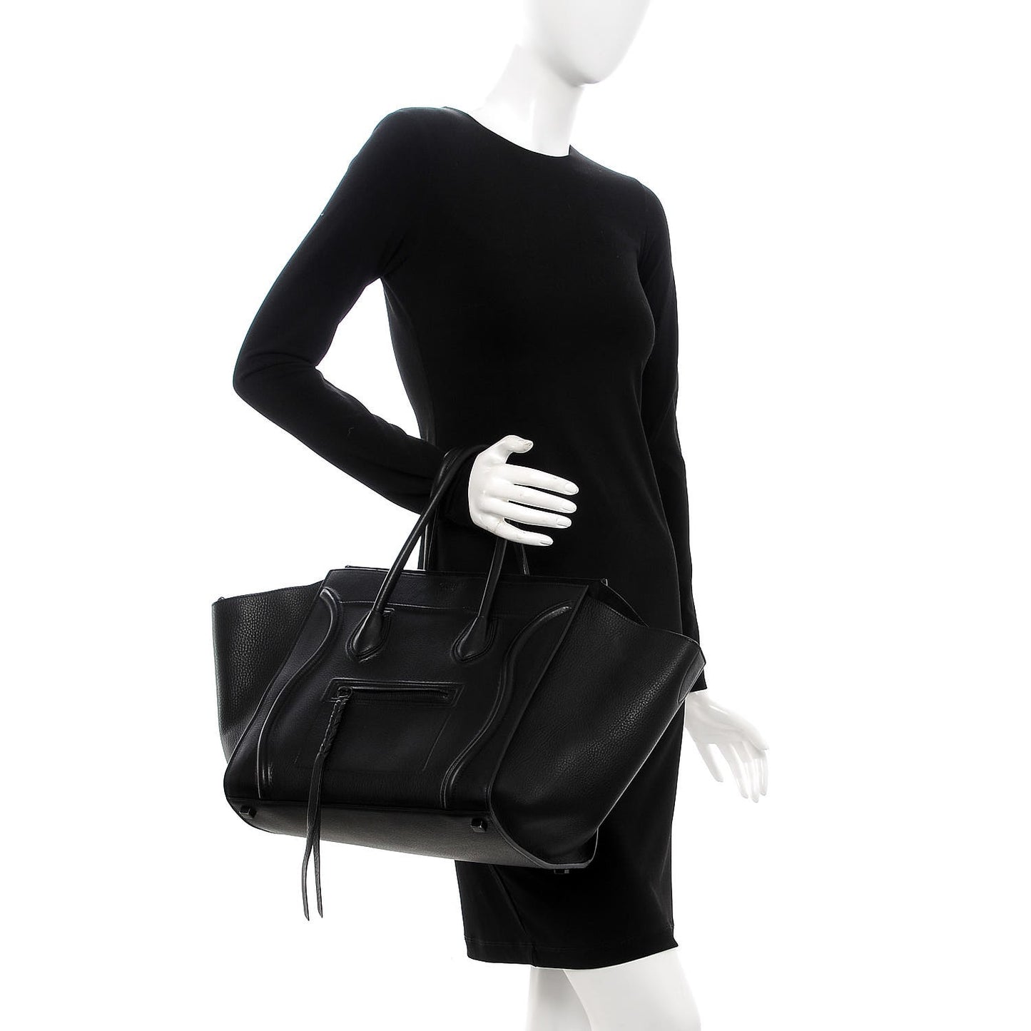 Grained Calfskin Medium Phantom Luggage Black