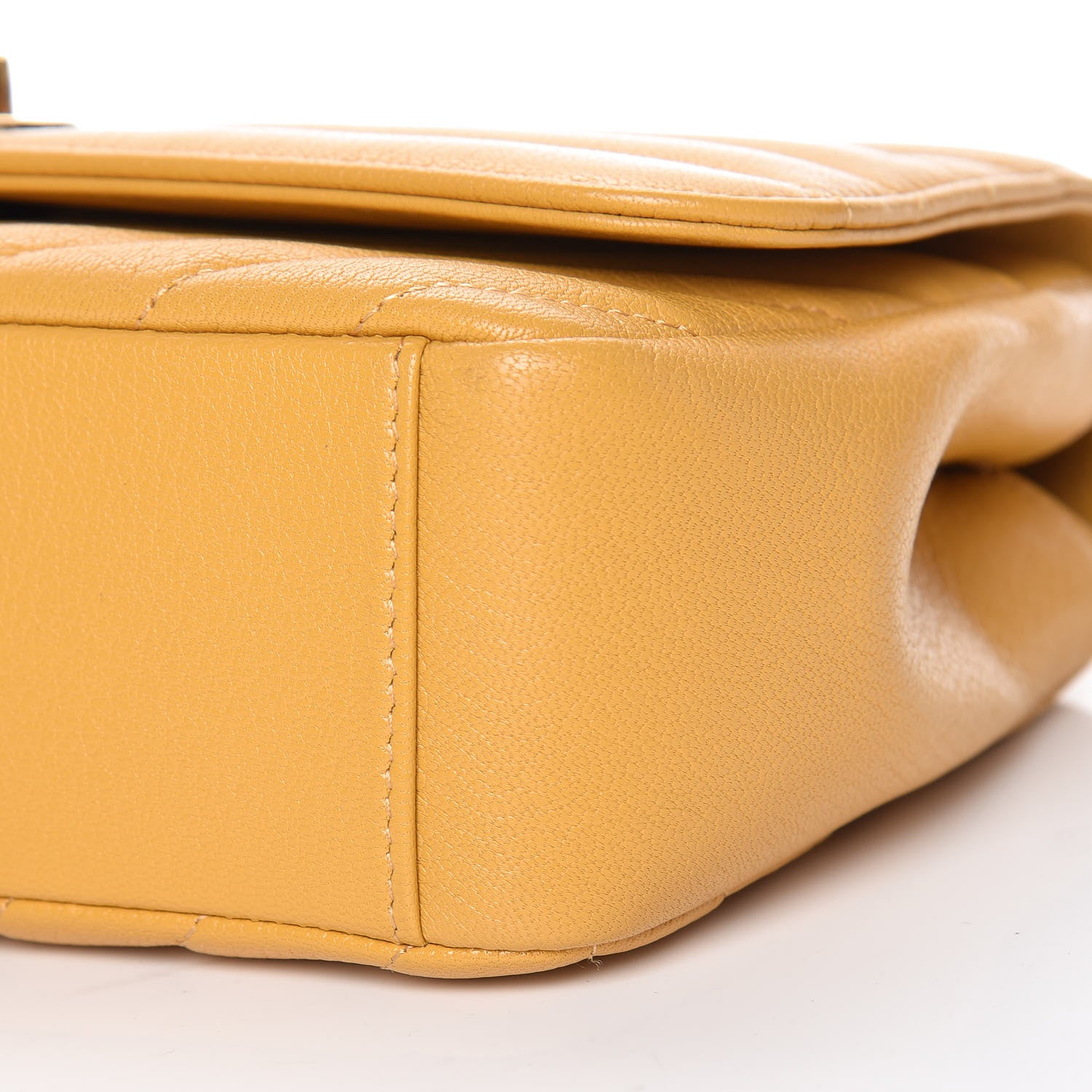 Chanel Shiny Goatskin Diagonal Quilted Small Flap Yellow 6 of 9
