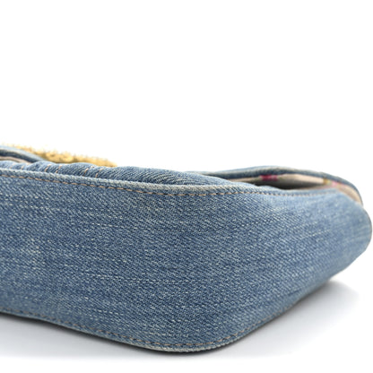 Gucci Denim Matelasse Small Pearly GG Marmont Shoulder Bag Blue 10 of 13
