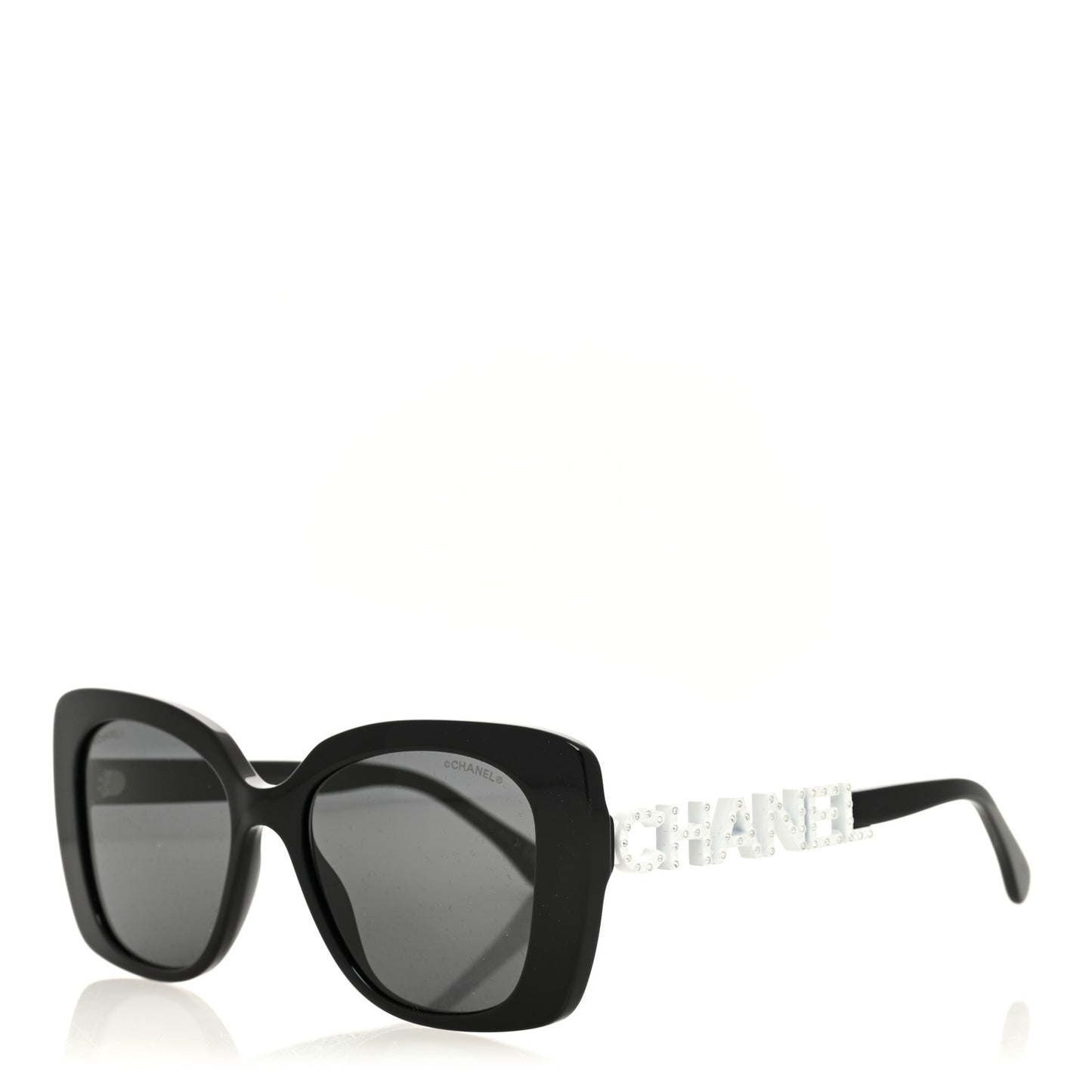 Acetate Strass Square Sunglasses 5422-B-A Black White