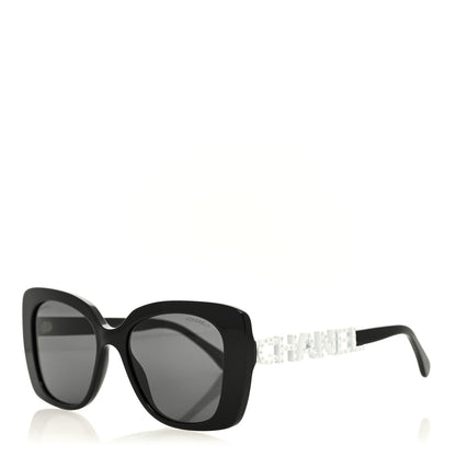 Chanel Acetate Strass Square Sunglasses 5422-B-A Black White 1 of 8