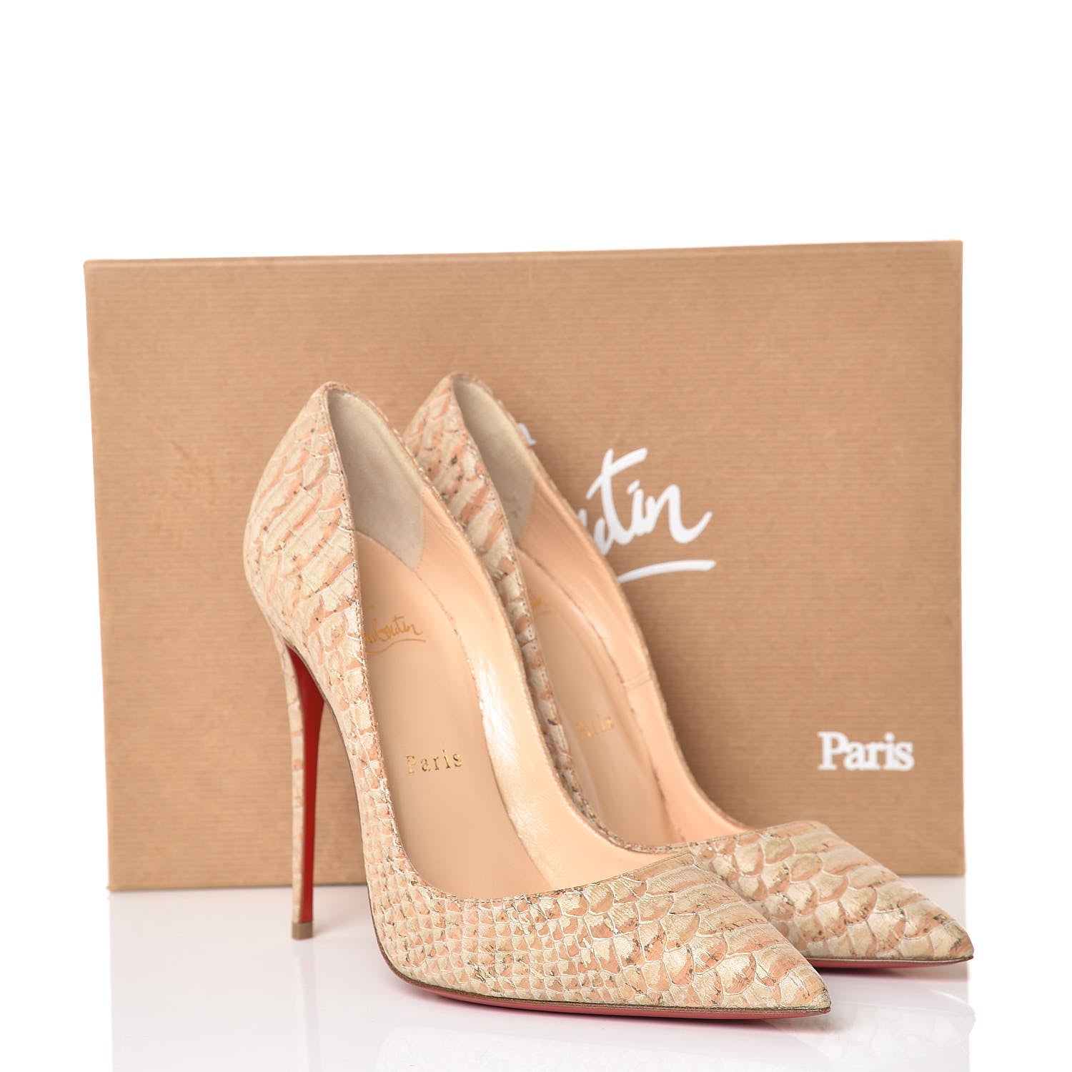 Christian Louboutin Liege Embossed So Kate 120 Pumps 38.5 Beige 9 of 9
