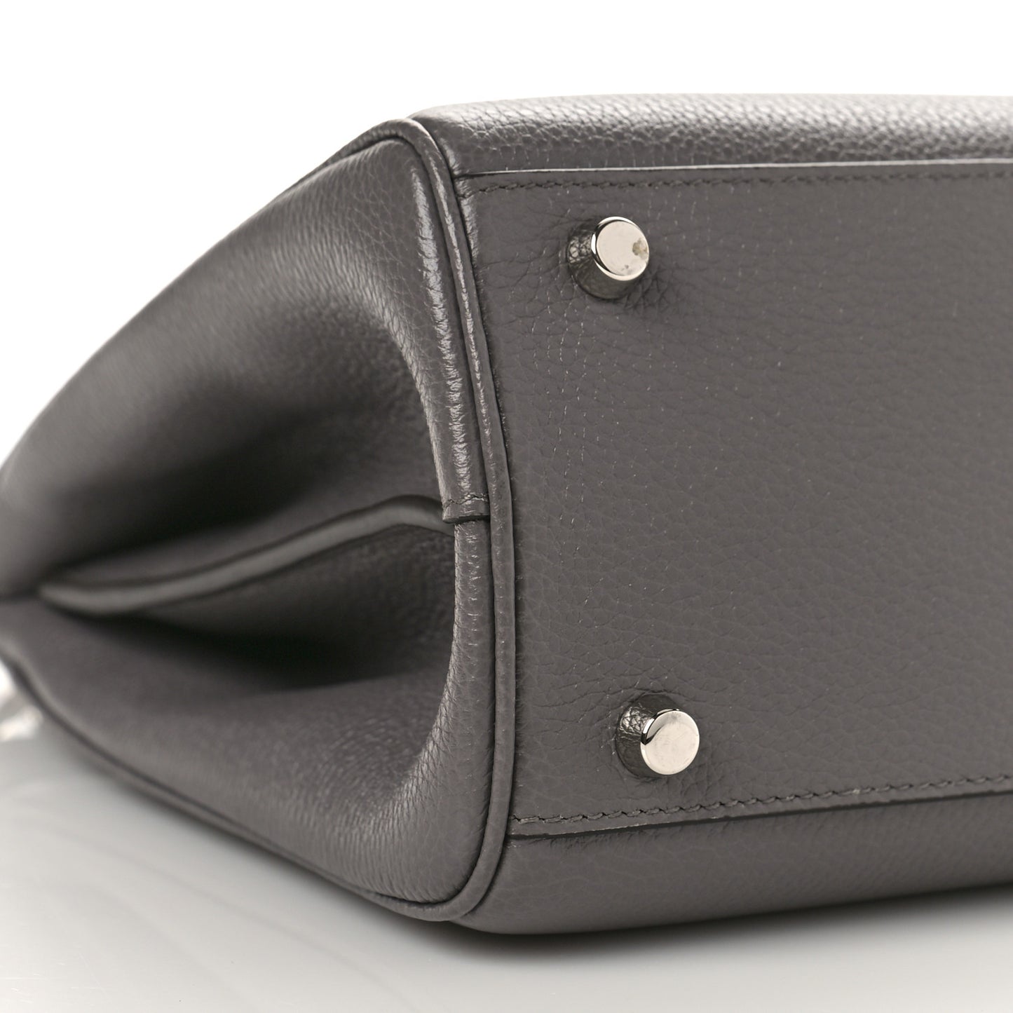 Grainy Calfskin Small Zumi Top Handle Bag Dusty Grey