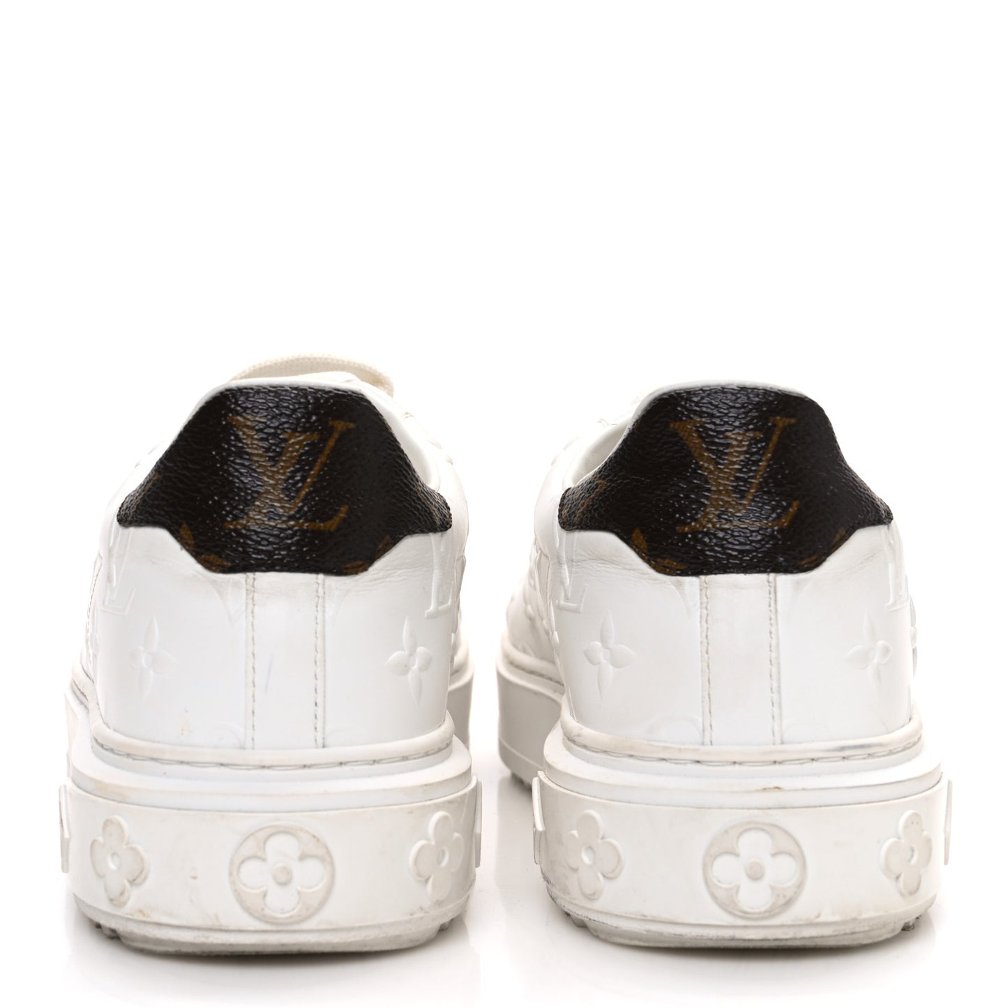 Lambskin Embossed Monogram Time Out Sneakers 39 White