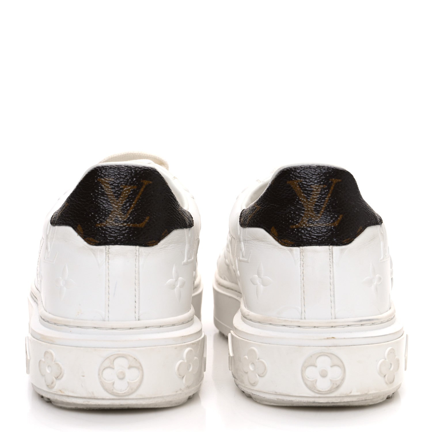 Louis Vuitton Lambskin Embossed Monogram Time Out Sneakers 39 White 6 of 13
