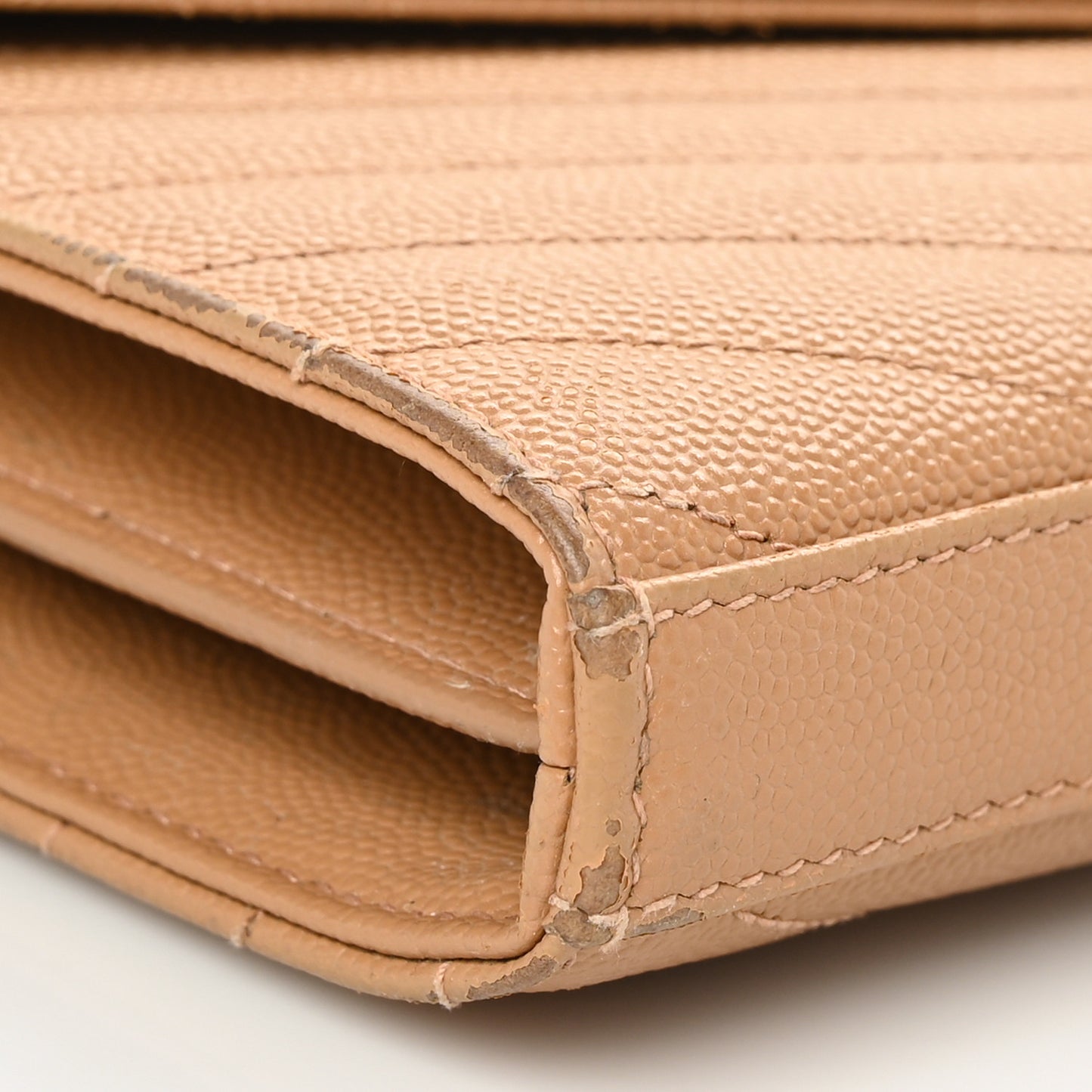 Grain De Poudre Matelasse Chevron Monogram Chain Wallet Natural Dark