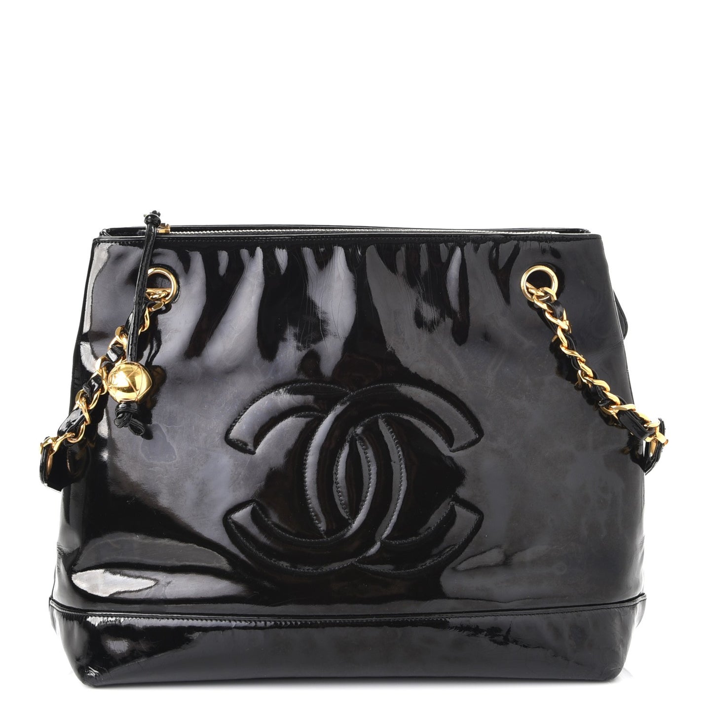 Patent CC Shoulder Bag Black