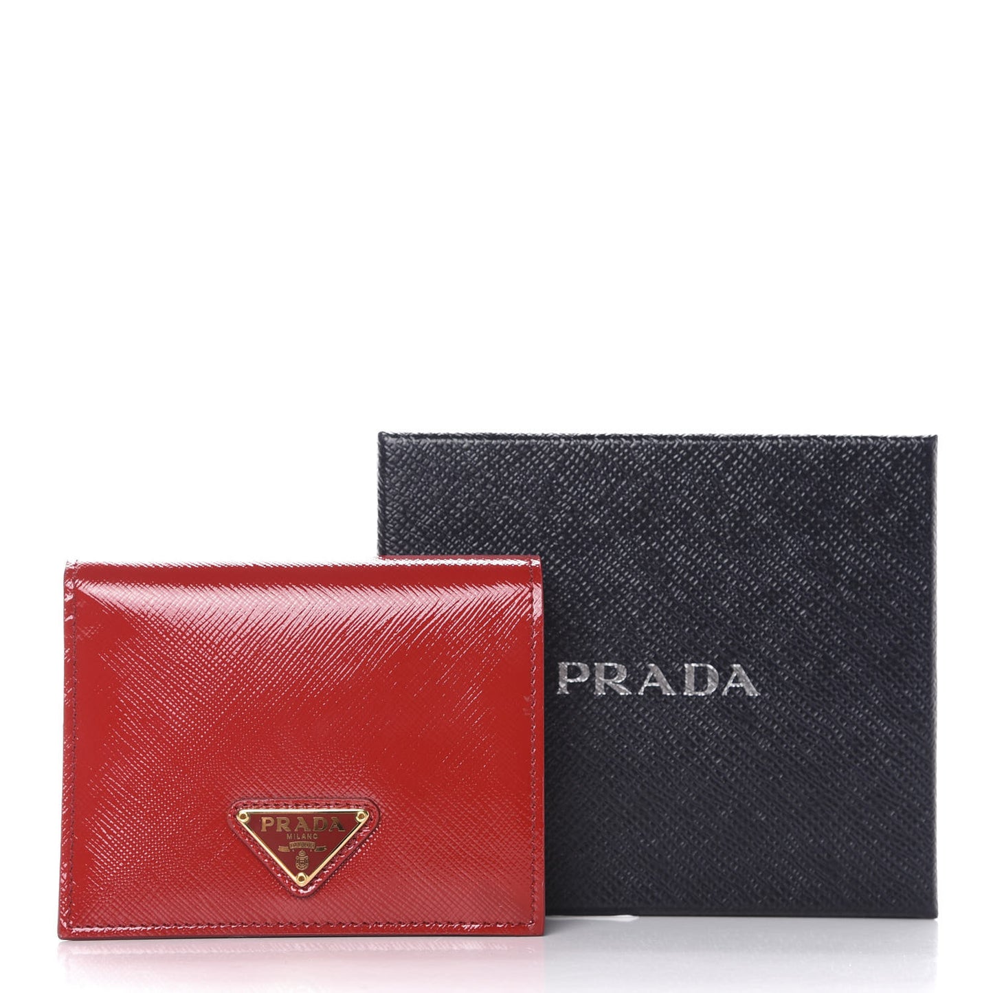 Saffiano Vernice Triangle Compact Wallet Red