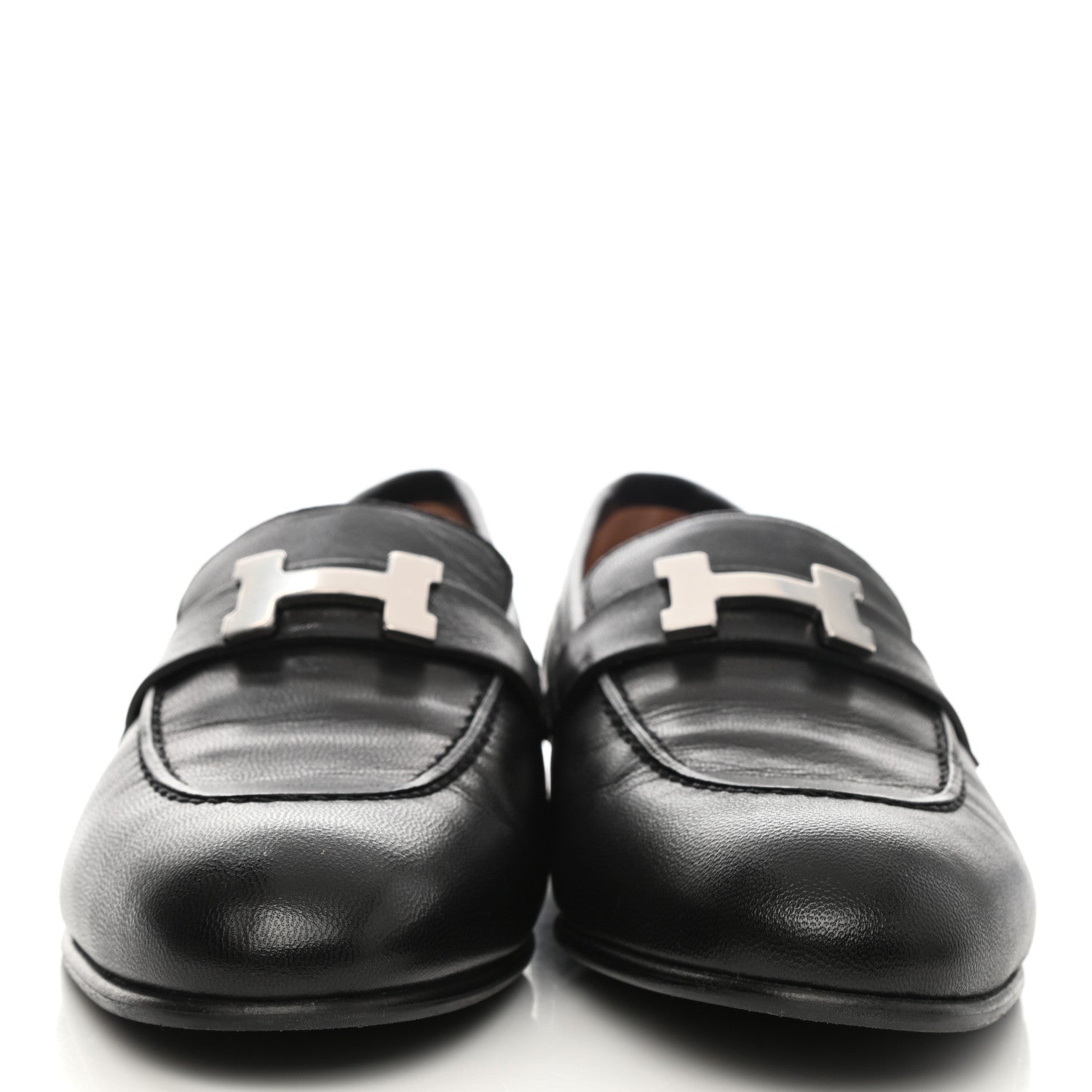 Hermes Goatskin Womens Paris Loafers 39 Black 2 of 9