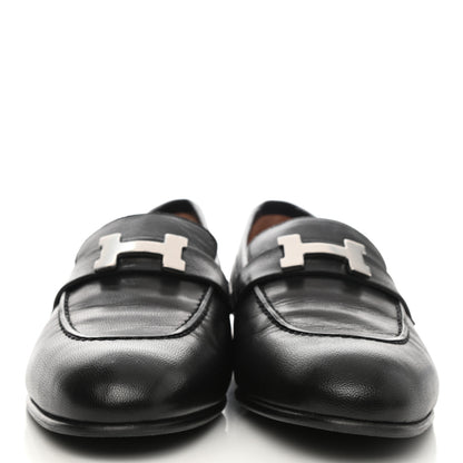 Hermes Goatskin Womens Paris Loafers 39 Black 2 of 9