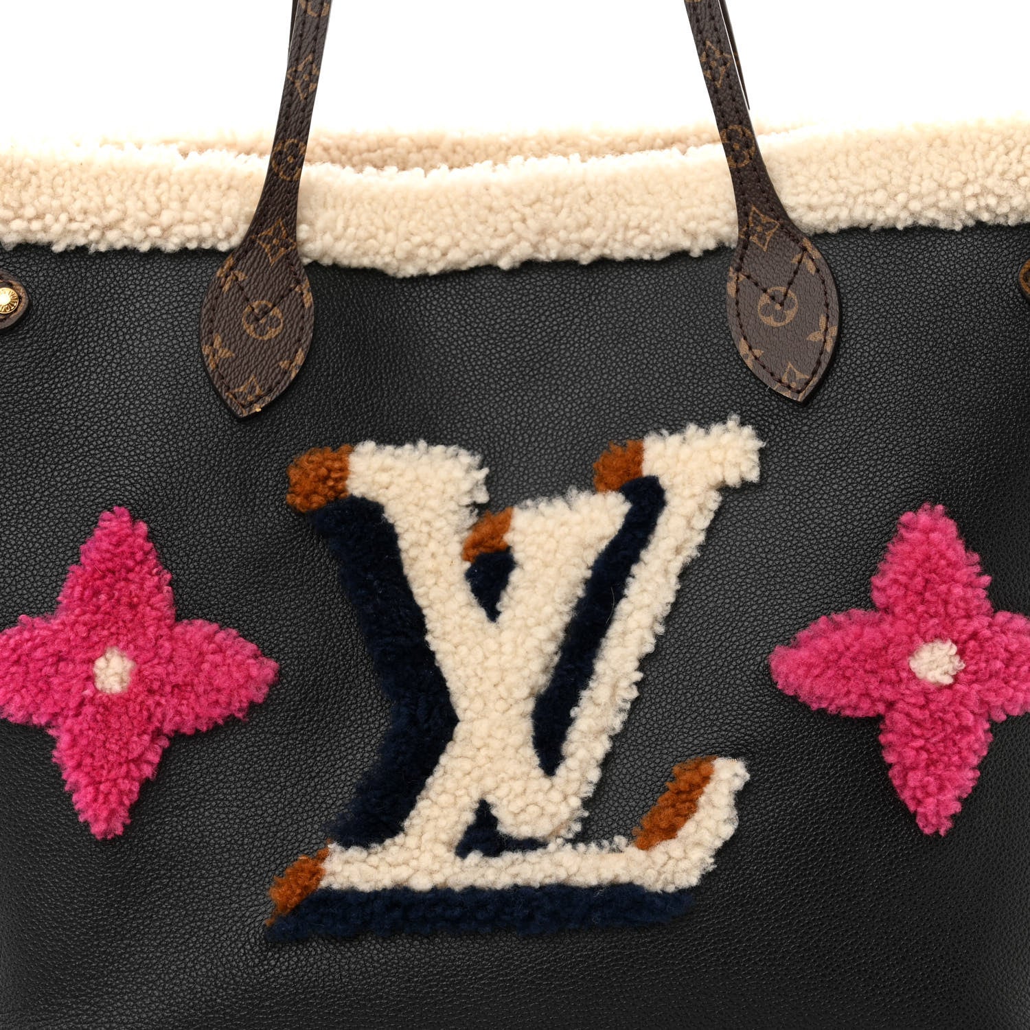 Louis Vuitton Calfskin Monogram Teddy Neverfull MM Black 7 of 9