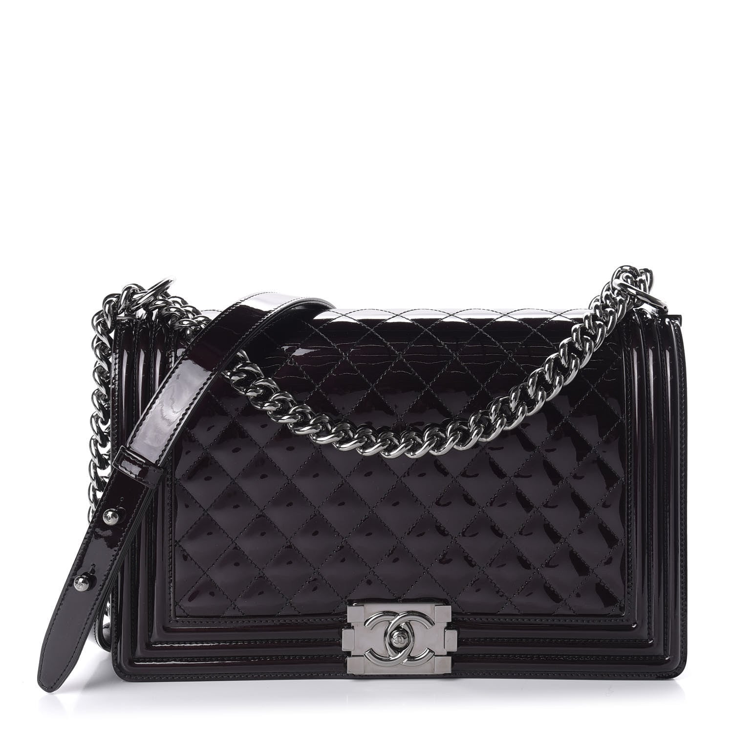 Chanel Patent Quilted New Medium Boy Flap Black 1 of 12