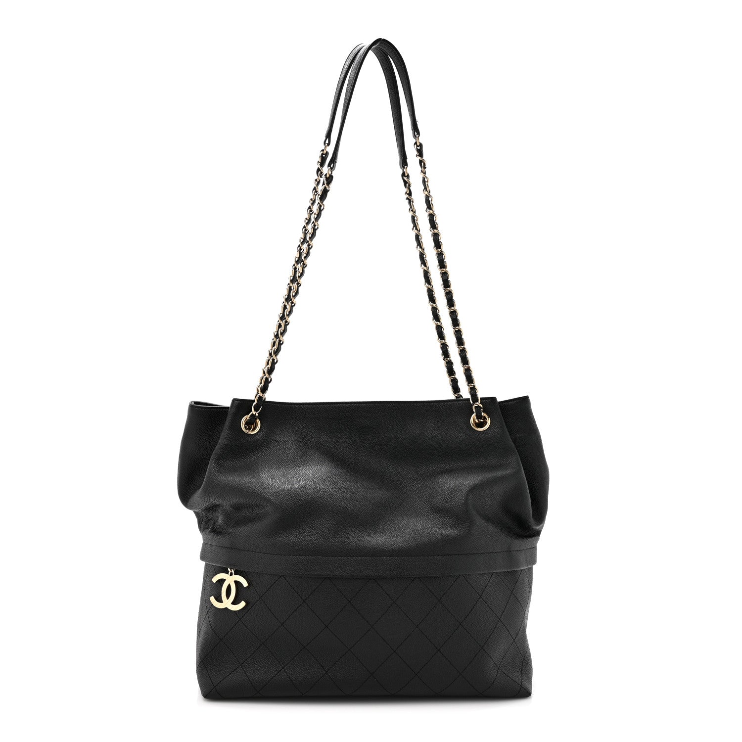 Chanel Crumpled Grained Calfskin Zip and Carry Shopping Tote Black 1 of 11