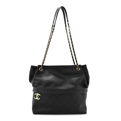 Chanel Crumpled Grained Calfskin Zip and Carry Shopping Tote Black 1 of 11