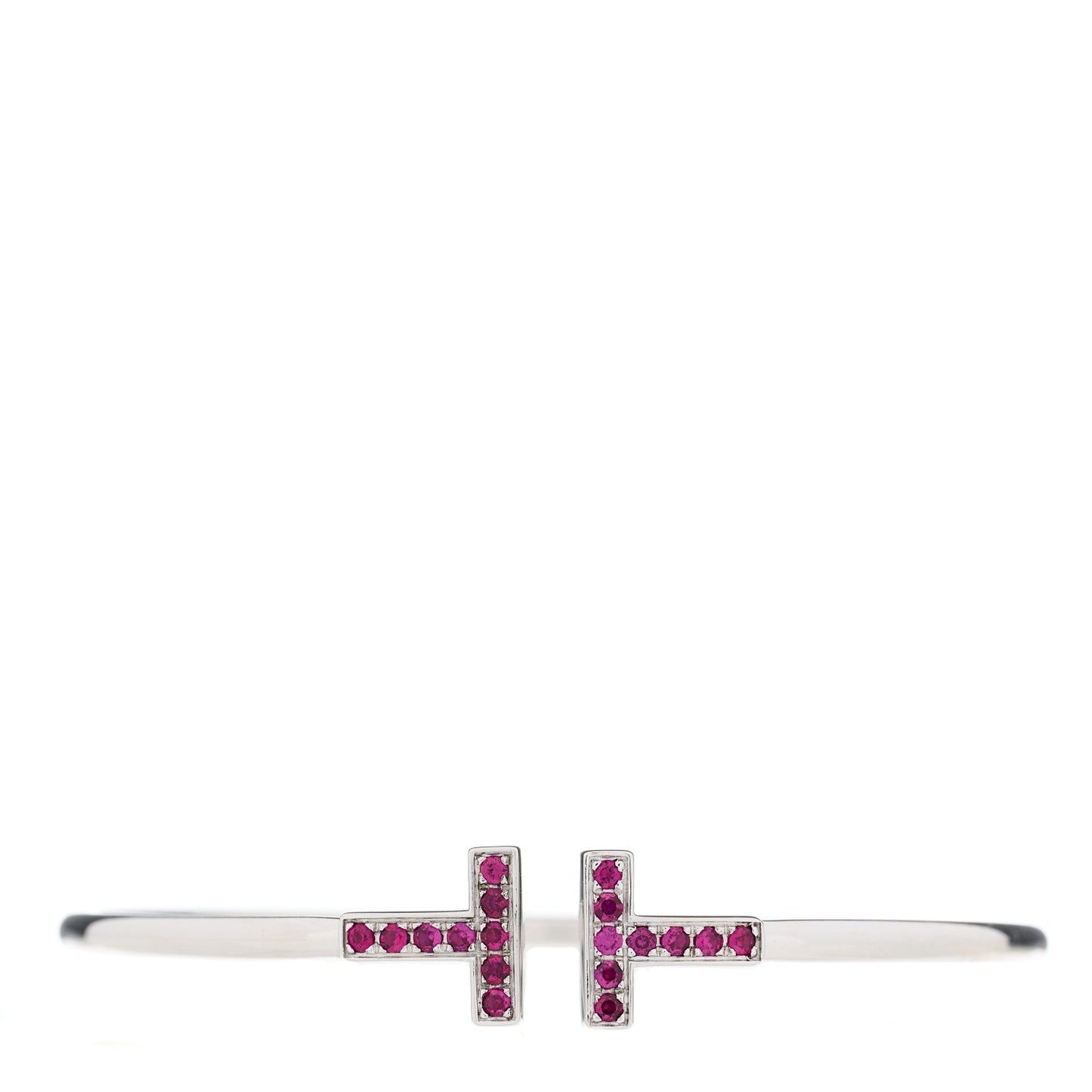 18K White Gold Ruby T Wire Bracelet