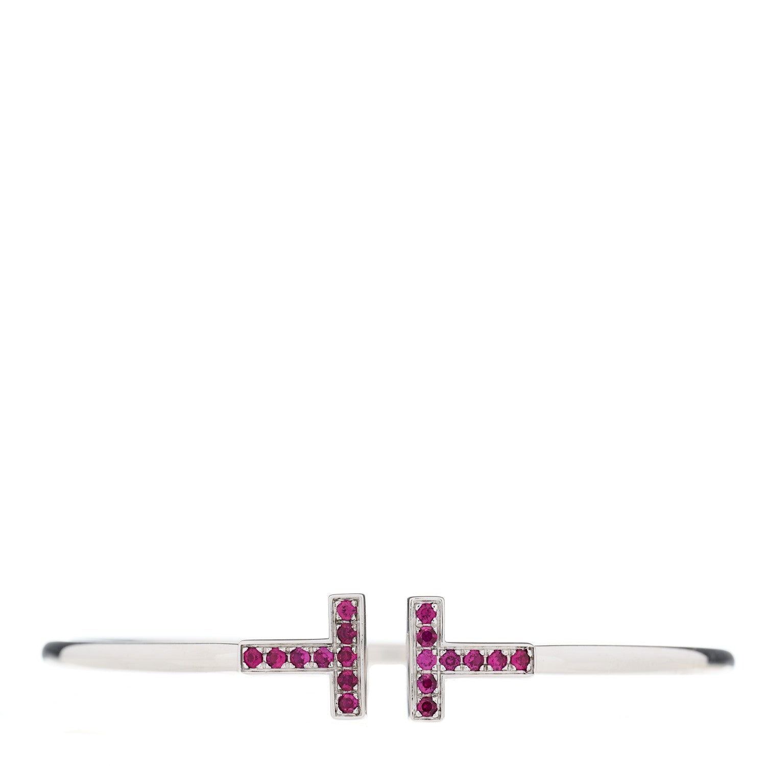 Tiffany 18K White Gold Ruby T Wire Bracelet 1 of 4