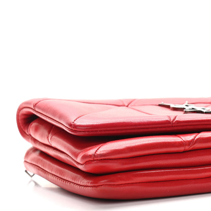 Saint Laurent Lambskin Patchwork Monogram Jamie Chain Wallet Red 11 of 13