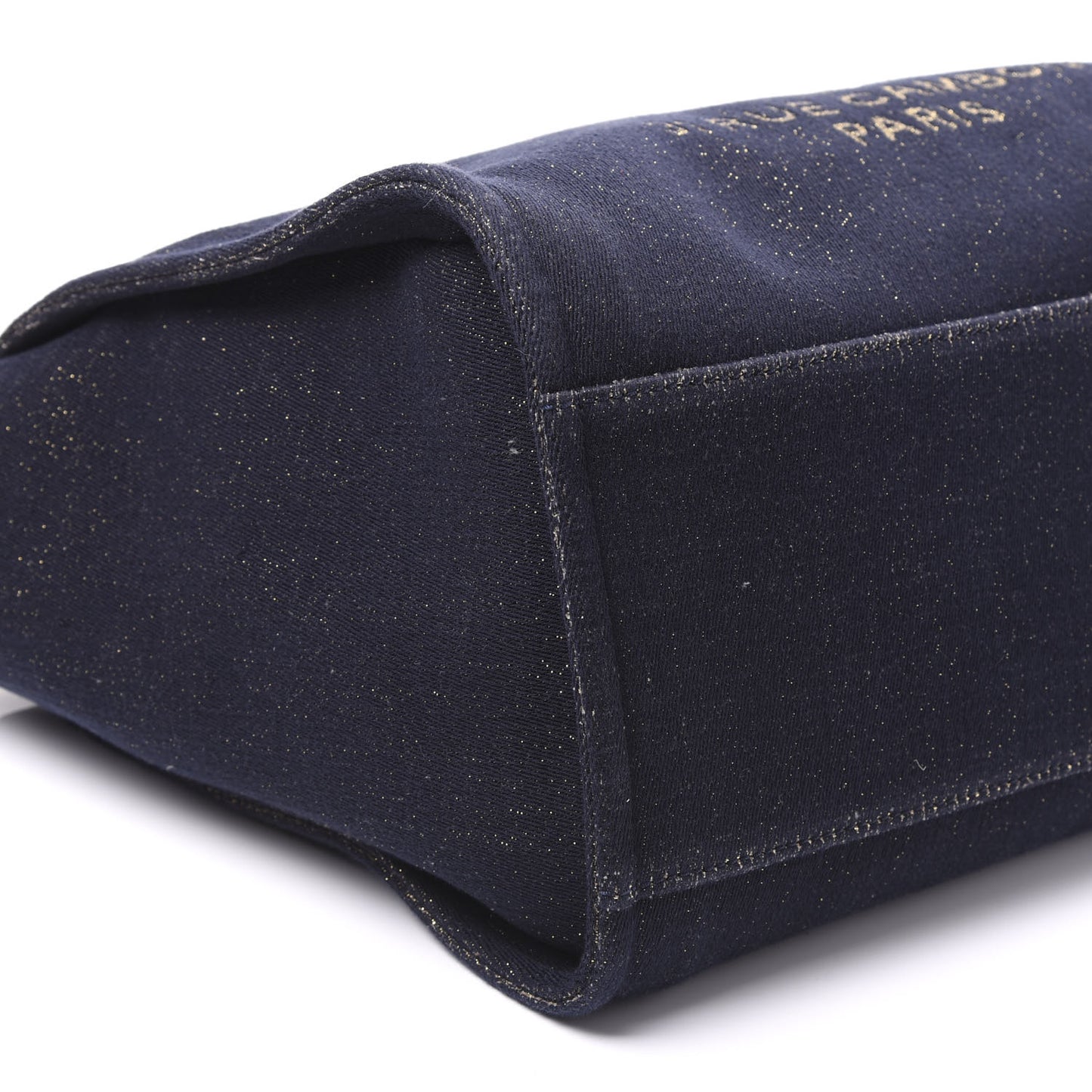 Lurex Canvas Medium Deauville Tote Navy Blue Gold