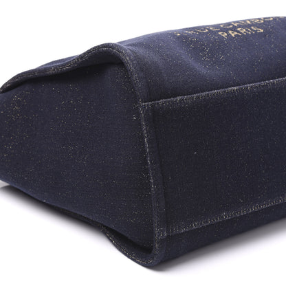 Chanel Lurex Canvas Medium Deauville Tote Navy Blue Gold 9 of 10
