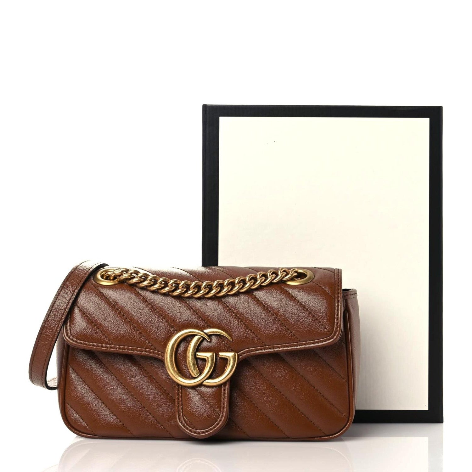Gucci Azalea Calfskin Matelasse Diagonal Mini GG Marmont Shoulder Bag Cuir 12 of 12