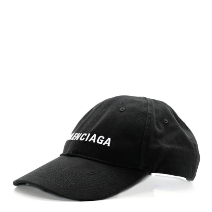 Balenciaga Cotton Drill Logo Classic Baseball Cap 59 L Black White 1 of 9