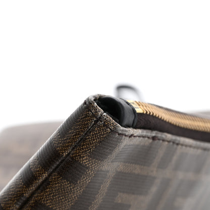 Fendi Glazed Fabric Vitello Century FF 1974 Stamp Patch Large Flat Pouch Mogano Panna Black 13 of 13