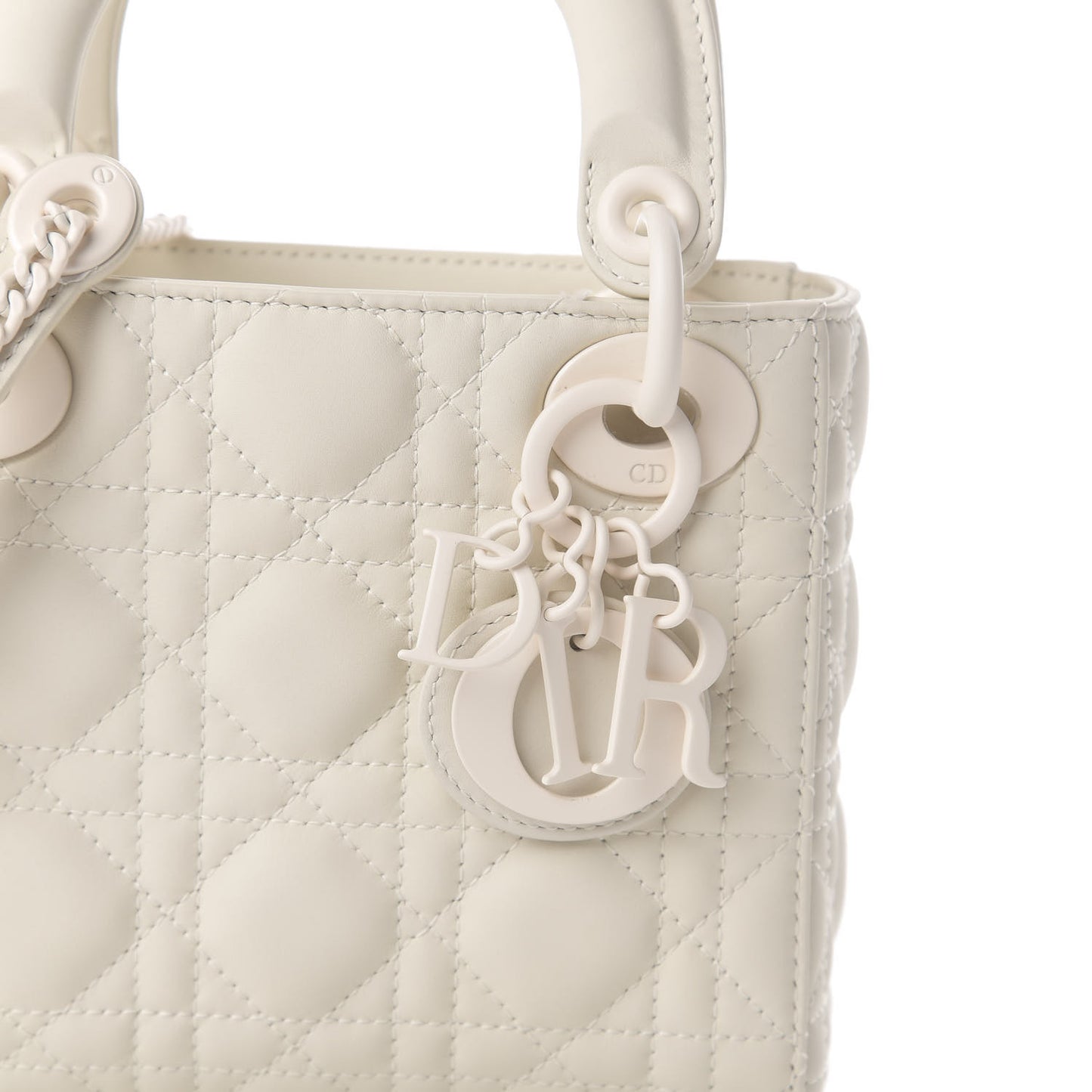 Ultra Matte Calfskin Cannage Mini Lady Dior White