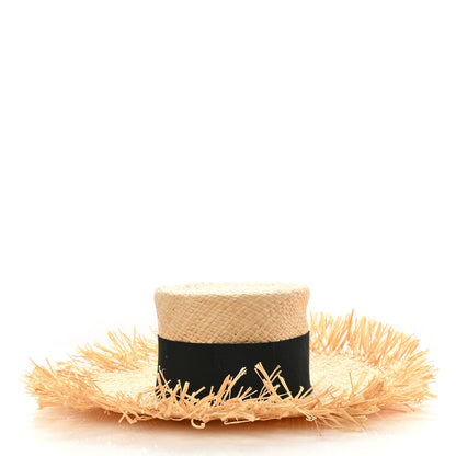 Chanel Raffia Wide Brimmed Hat L Beige Black 6 of 9