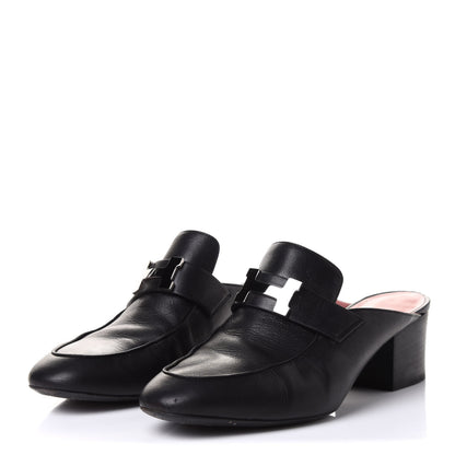 Hermes Goatskin Paradis Mules 37 Black 3 of 10