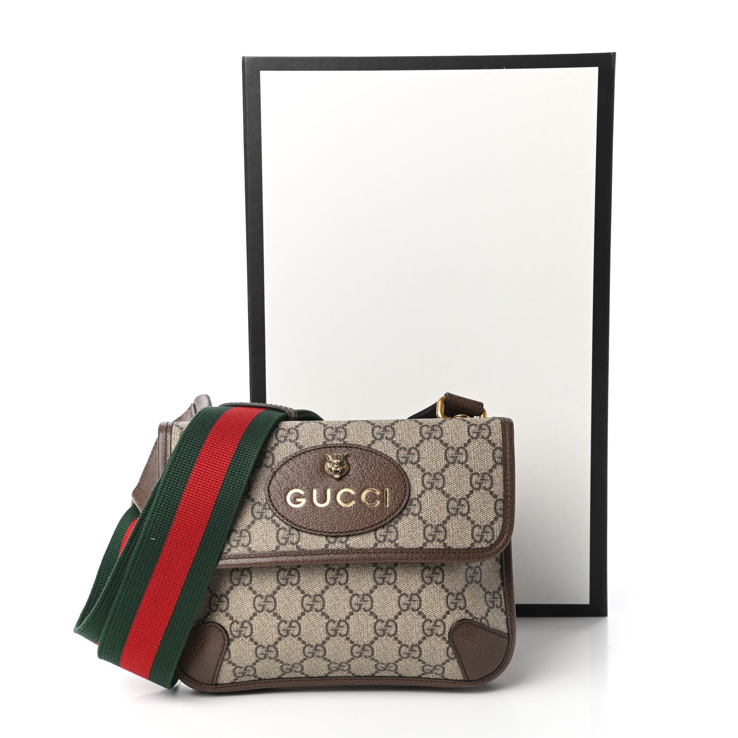 Gucci GG Supreme Monogram Web Small Neo Vintage Double Flap Messenger Bag Beige New Acero 11 of 11