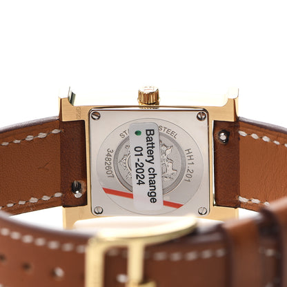 Hermes Stainless Steel Barenia 21mm Heure H Hour Quartz Watch Fauve 4 of 6