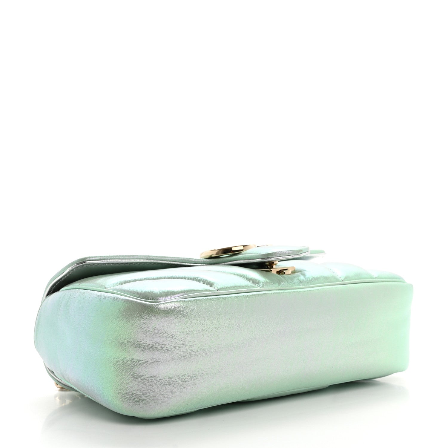 Gucci Iridescent Nappa Chevron Matelasse Small GG Marmont Shoulder Bag Iridescent Snow Light Blue 4 of 10