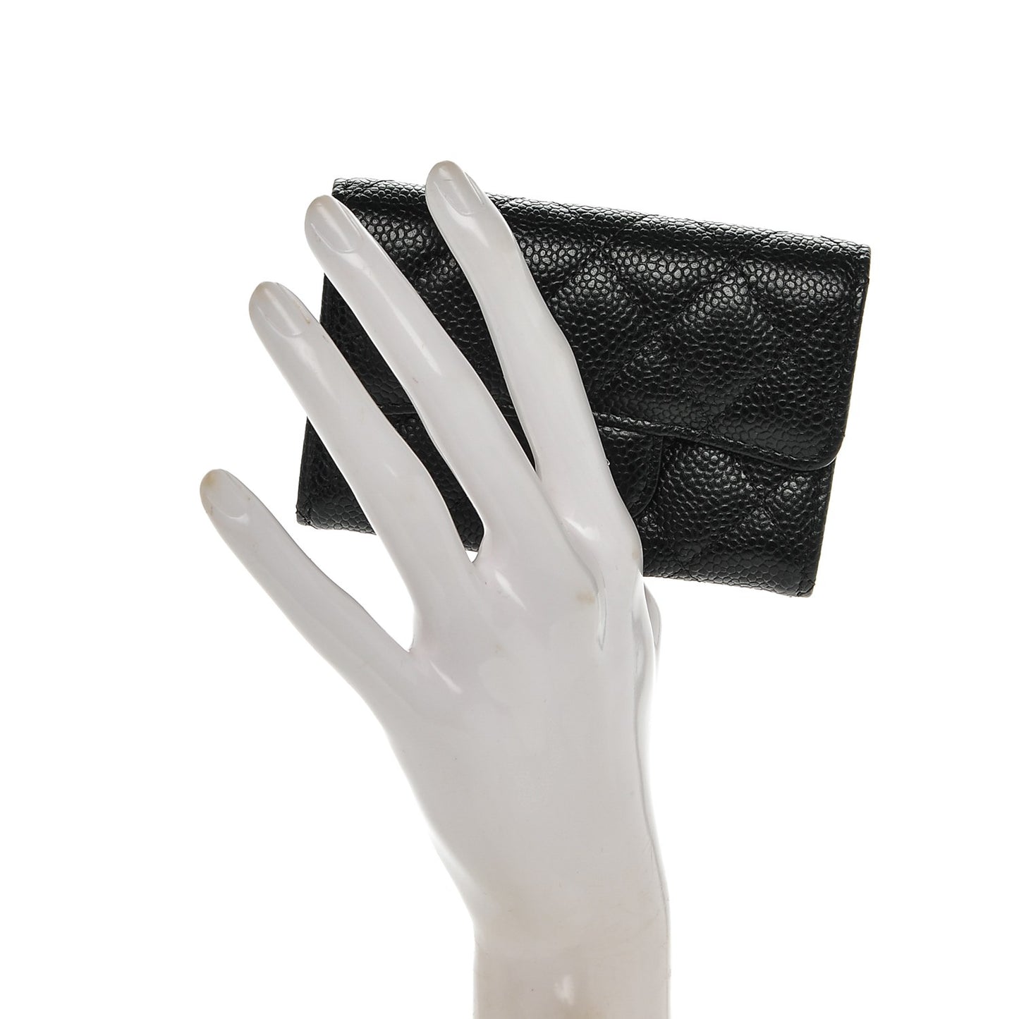 Caviar Quilted Flap Card Holder Black